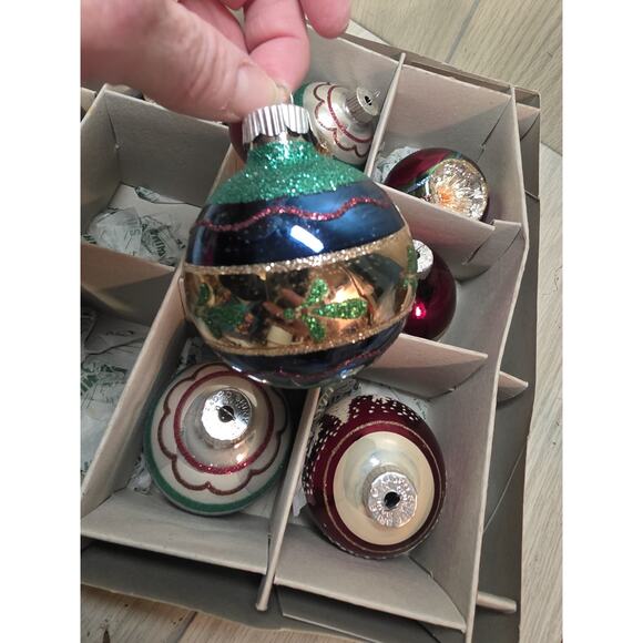 Christopher Radko Shiny Brite 8 Christmas Ornaments Mixed Frosted Reflector Read - Picture 4 of 13